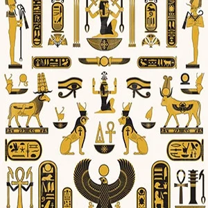 Ancient Egyptian hieroglyphic symbols were a complex writing system used to represent sounds, words, and meanings in historic texts.