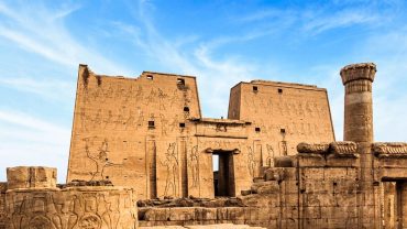 Edfu Temple, located in Egypt, is one of the best-preserved ancient Egyptian temples, dedicated to the falcon god Horus.