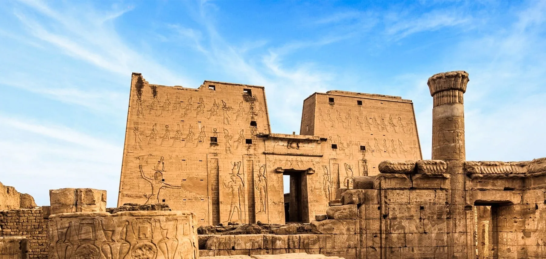 Edfu Temple, Located In Egypt, Is One Of The Best-Preserved Ancient Egyptian Temples, Dedicated To The Falcon God Horus.