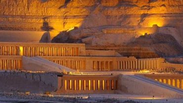 The Mortuary Temple of Hatshepsut is an ancient architectural marvel in Egypt, with grand colonnades and terraces crafted into cliffs.