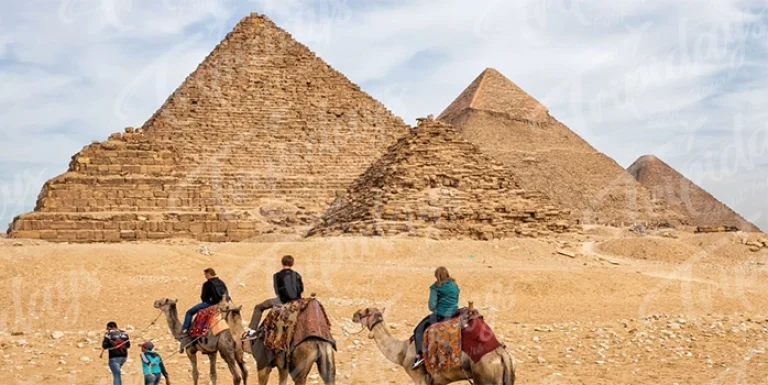 tourists visiting pyramids