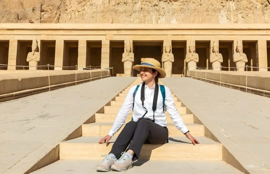 Solo-Woman-at-Hatshepsut-Temple-Tripidays-Egypt-Tours-1