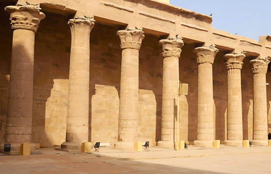 Pillared hall of the ancient Temple of Horus in Edfu Egypt Ptolemaic architecture photography