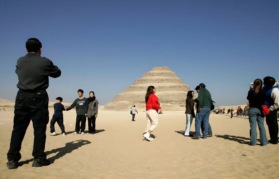 Tourists-in-front-of-the-Saqqara-Step-Pyramid-of-Djoser-Tripidays-Egypt-Tours