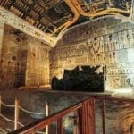 Intricately painted hieroglyphs and colourful reliefs cover the walls and arched ceiling, showcasing the art and history found Valley Of Kings inside a royal tomb.