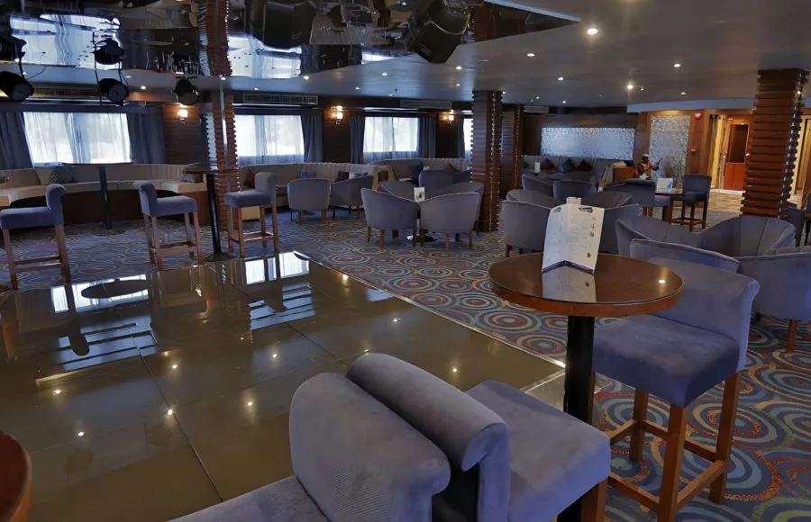 The seating area of the main lounge on the Blue Shadow II Nile cruise