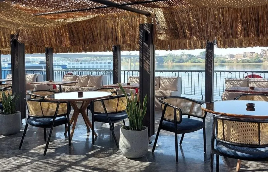 Shaded Outdoor Dining Area on MS Le Fayan Nile Cruise.