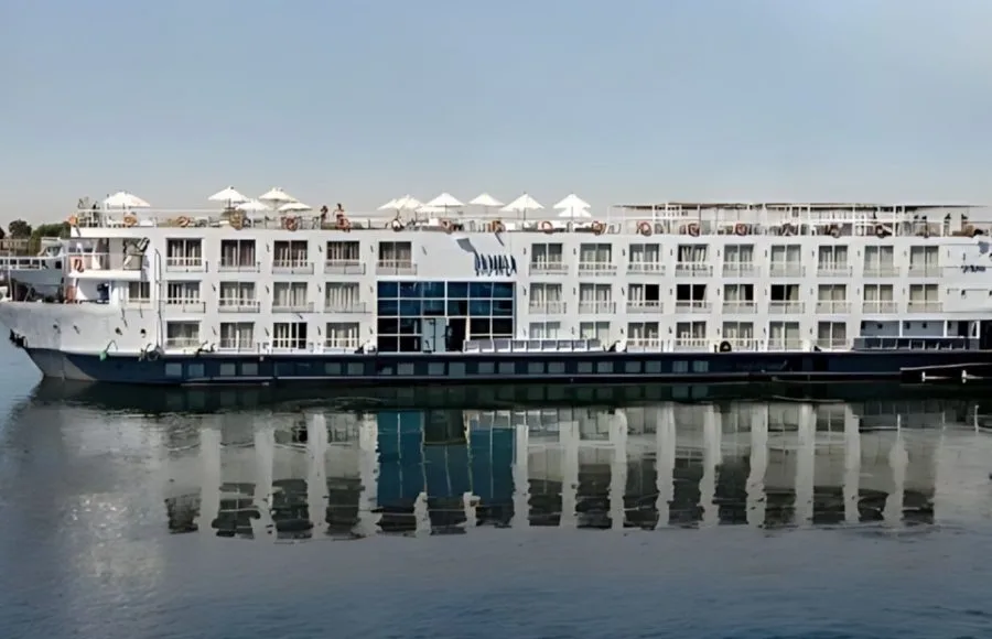 Discover the elegance of the MS Al Jamila Nile Cruise ship sailing the majestic Nile River in Egypt.