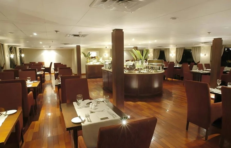 Dining room on the MS Alexander The Great Nile Cruise ship.