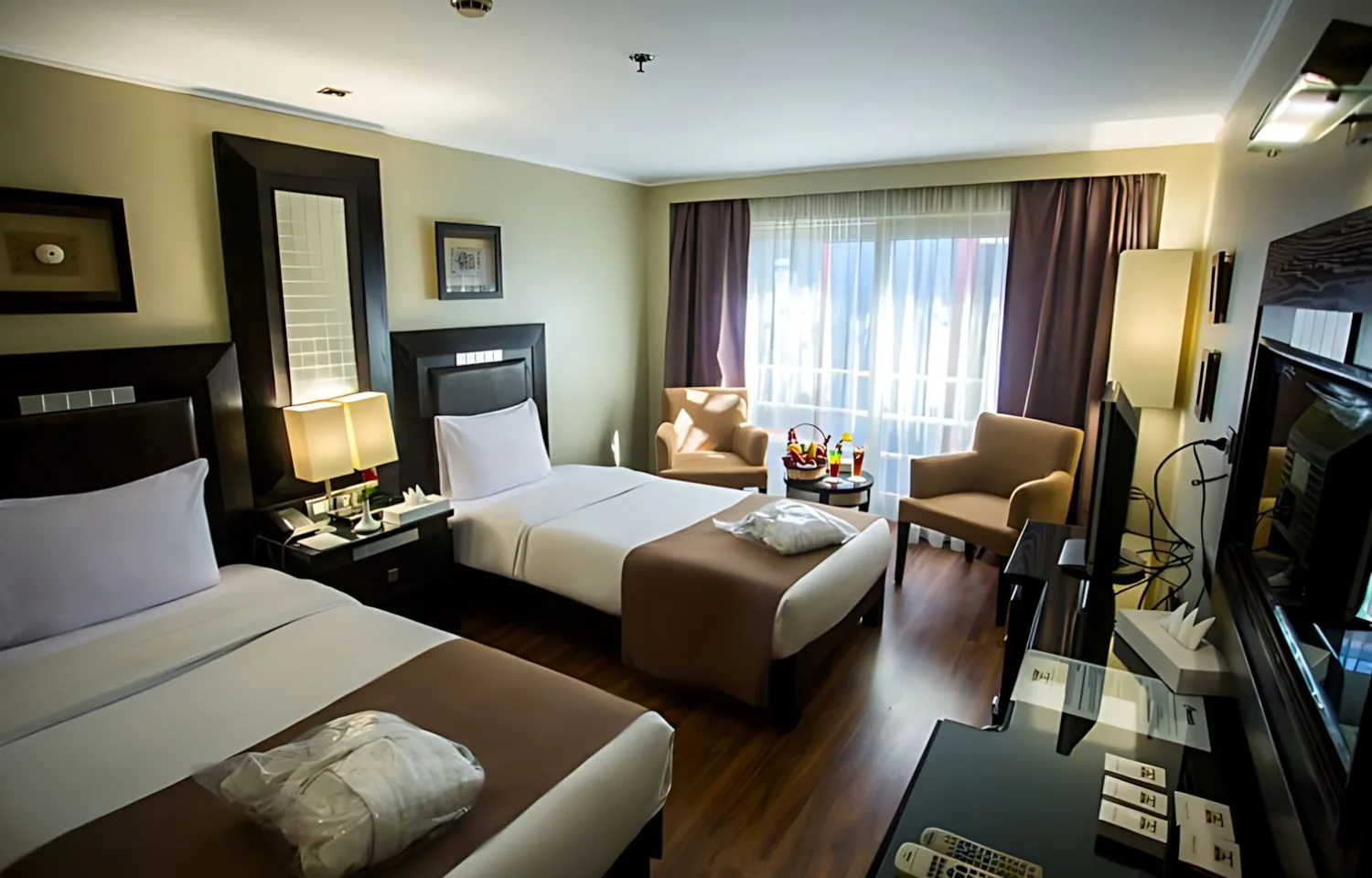 MS Concerto I Nile Cruise twin bed cabin, showing two single beds.