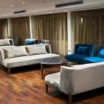 A comfortable, modern lounge on the MS Concerto II.