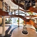 Luxury reception desk on the M/S Esmeralda cruise ship.