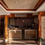 Luxury reception desk on the M/S Esmeralda cruise ship.