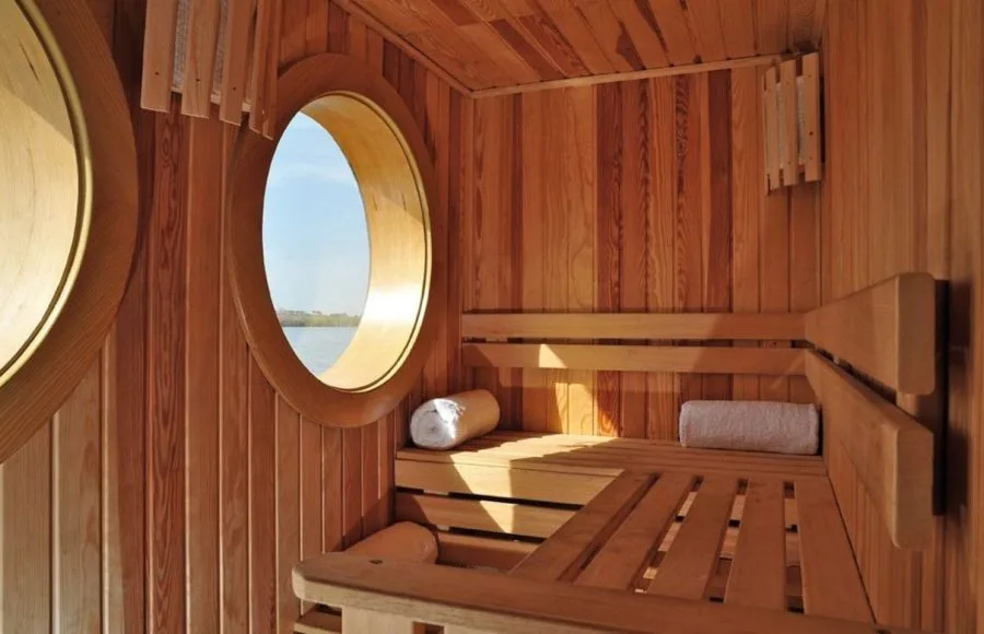 A sauna room in the spa on the Esplanade Nile Cruise.