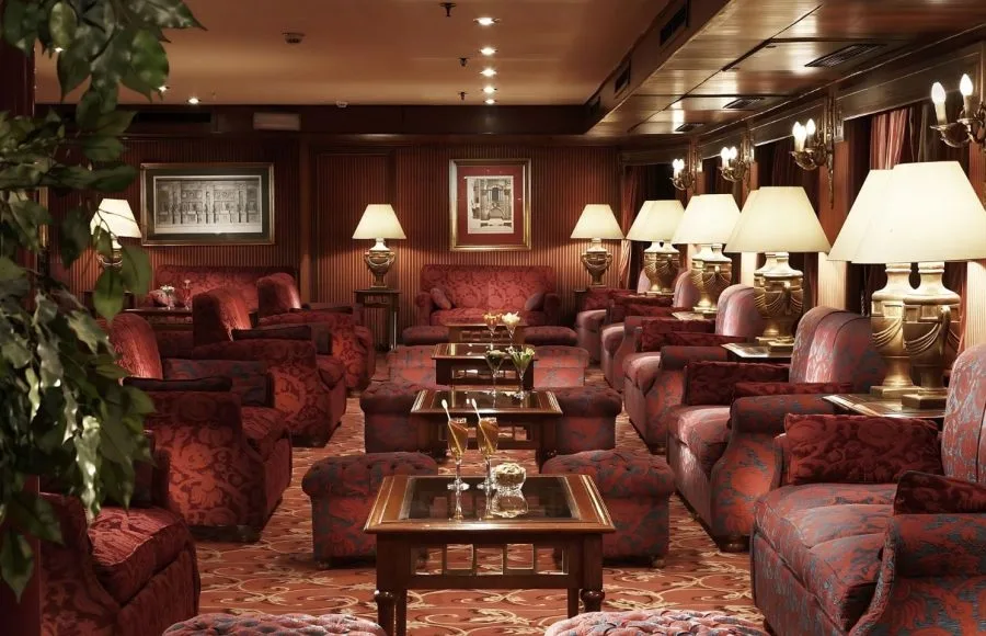 The luxurious lounge on the M/S Jaz Crown Jewel Nile Cruise.