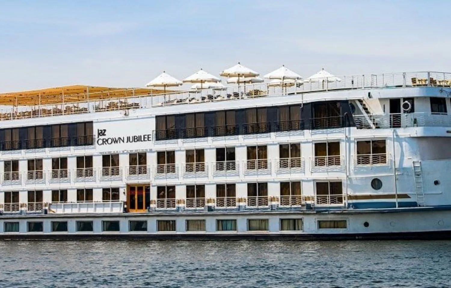 A close-up view of the Jaz Crown Jubilee Nile Cruise ship.