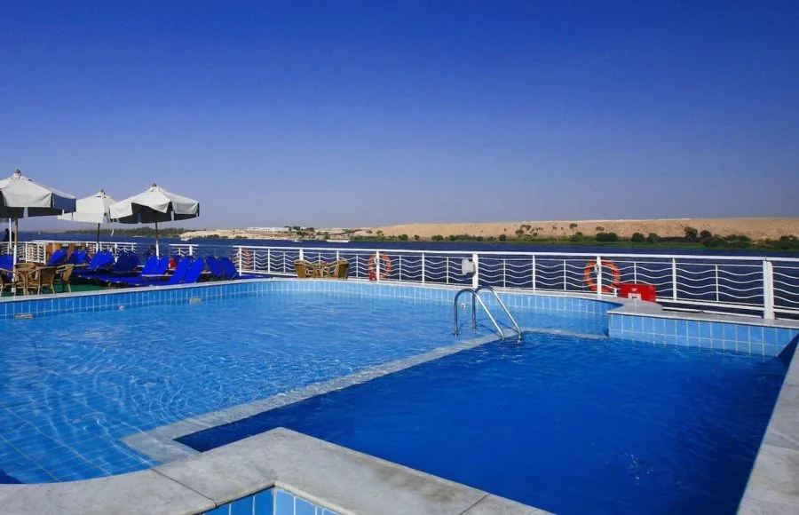 Swimming pool on the sundeck of the Jaz Crown Jubilee Nile Cruise.