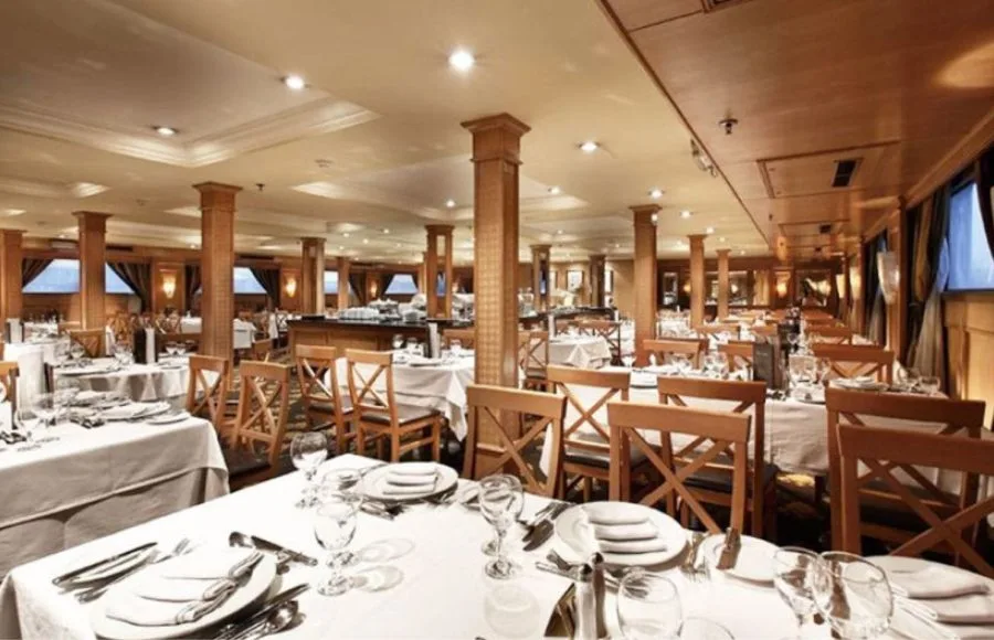 The spacious restaurant on the Ms Crown Jubilee Nile Cruise.
