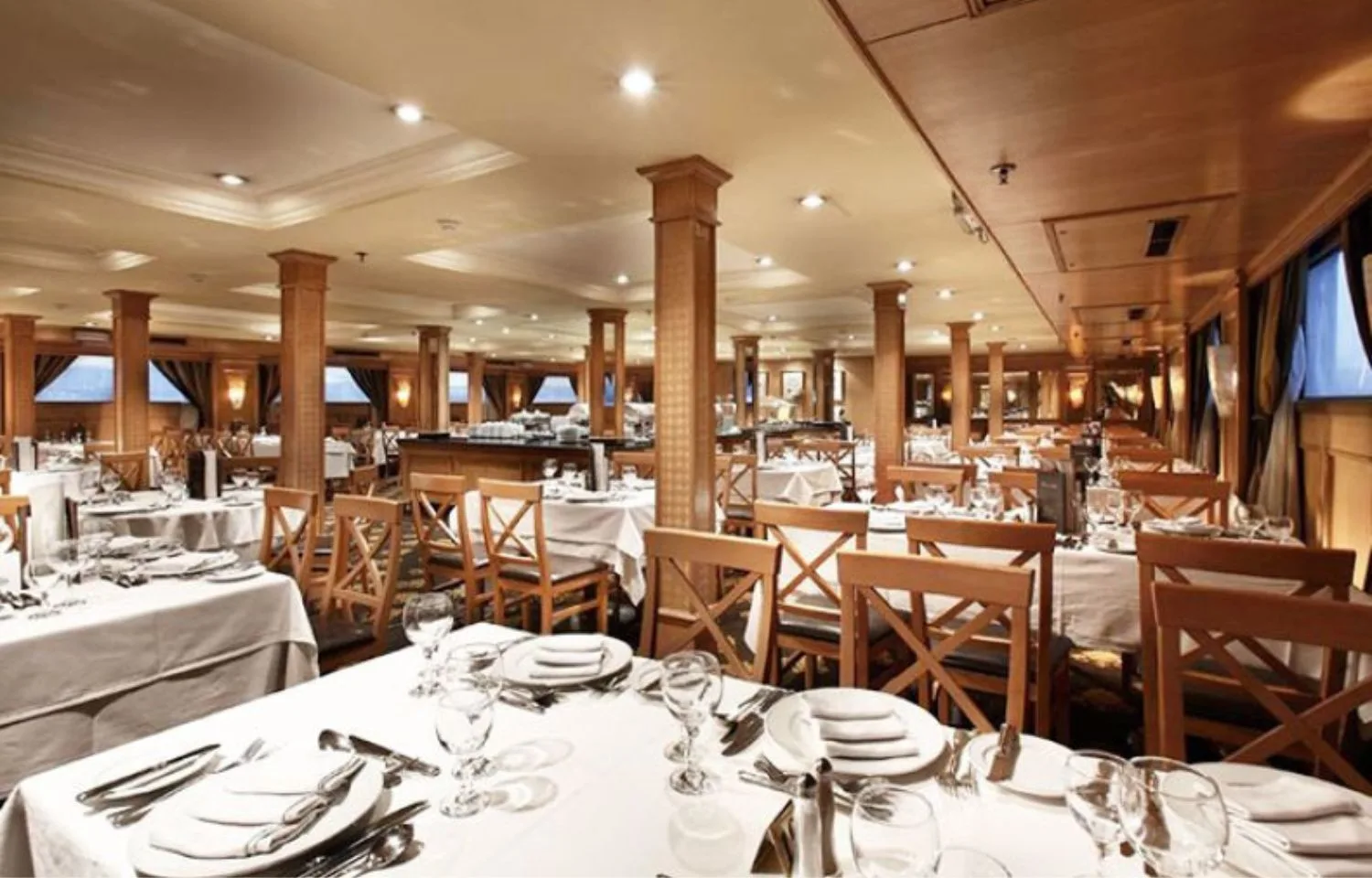 The spacious restaurant on the Ms Crown Jubilee Nile Cruise.