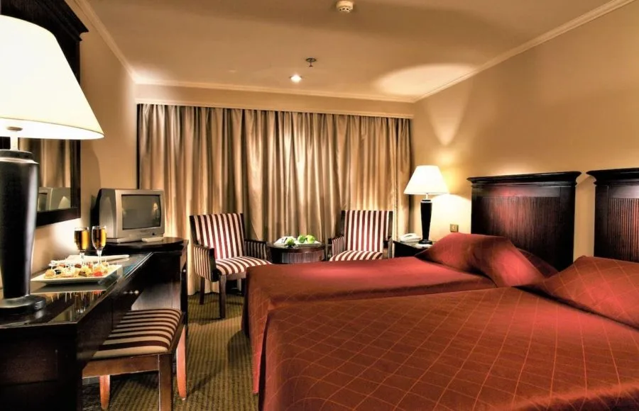 Cabin with twin beds on the Jaz Crown Jubilee Nile Cruise.