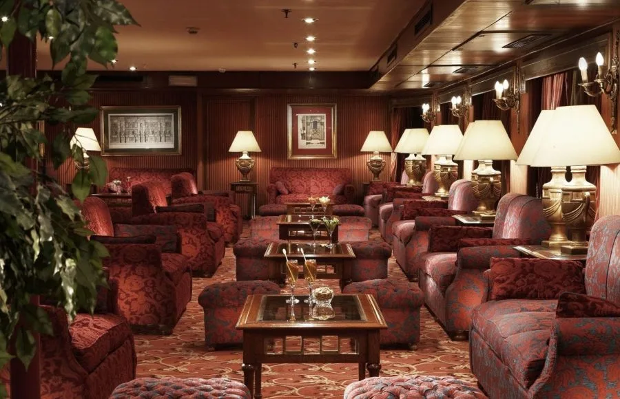 The elegant lounge on the Jaz Nile Monarch.