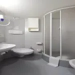 A functional and modern bathroom on the Jaz Crown Prince Nile Cruise.