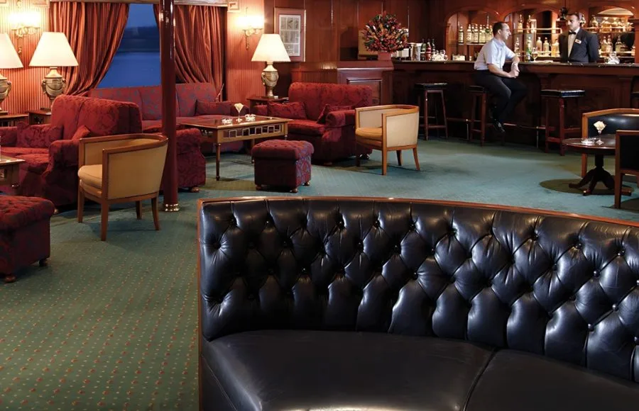 The elegant lounge bar on the Crown Prince Nile Cruise ship.