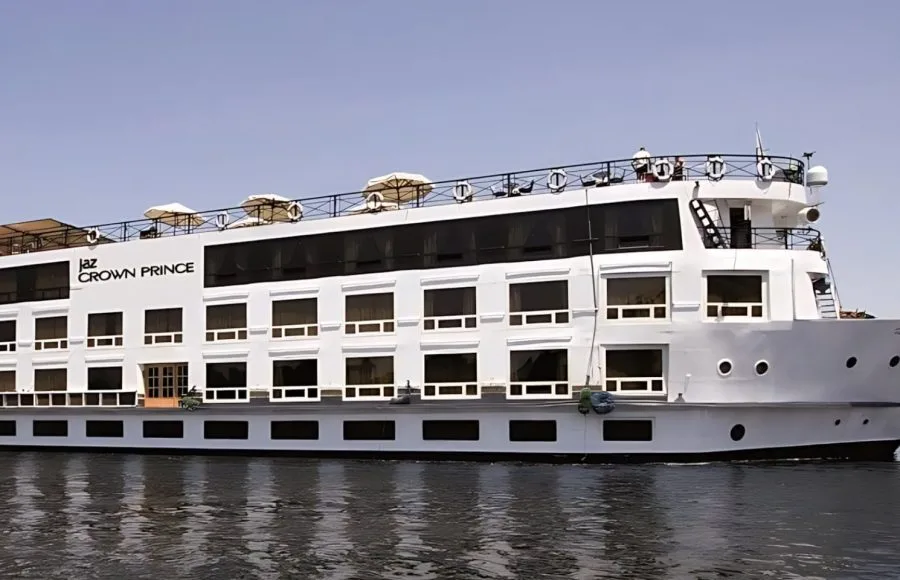 The Crown Prince Nile Cruise ship sailing on the Nile River.