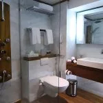 A modern and unique bathroom on MS Le Fayan.