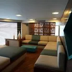 Seating area on MS Le Fayan cruise.