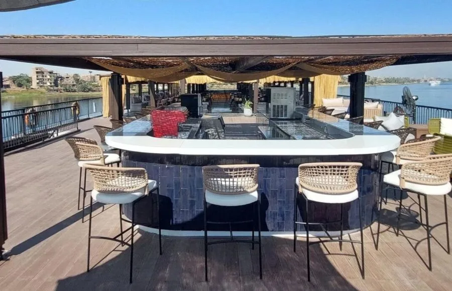 Stylish Sun Deck Bar on MS Le Fayan II Nile Cruise
