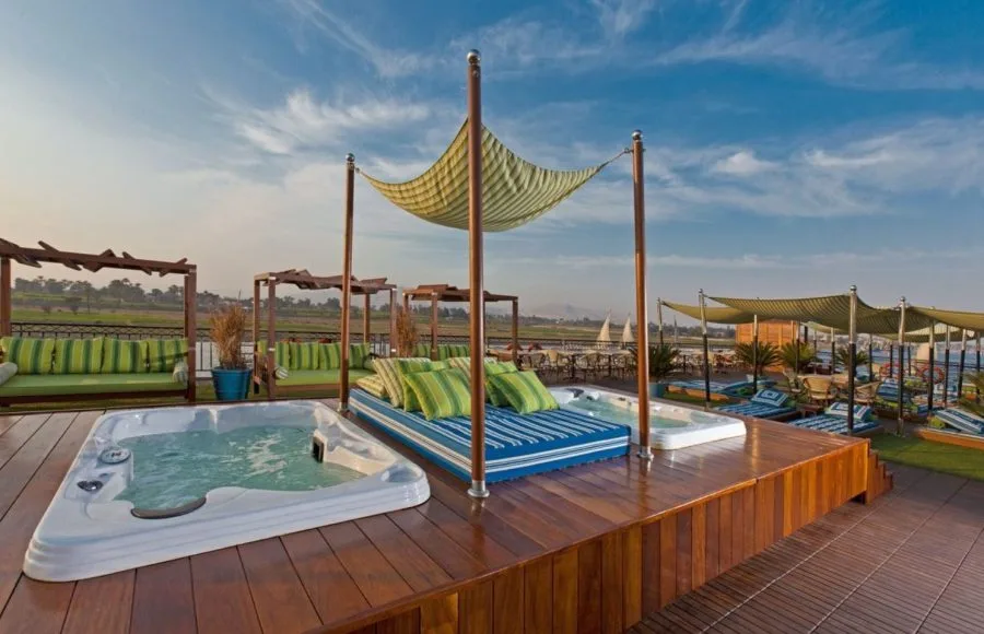 A jacuzzi on the sun deck of the MS Mayfair Nile Cruise.