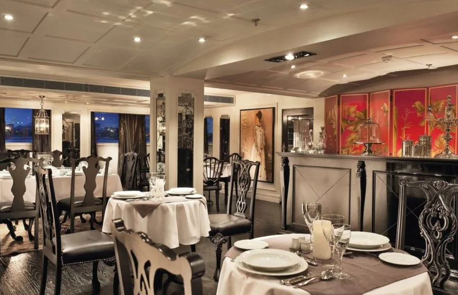 The elegant restaurant on the Mayfair Nile Cruise.