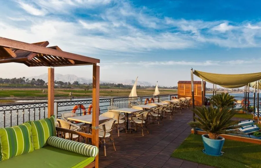 The MS Mayfair Nile Cruise ship on the river.