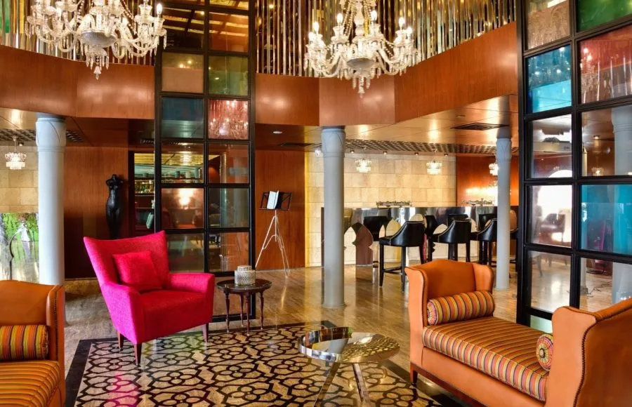 The luxurious lobby on the MS Mayflower Nile Cruise.