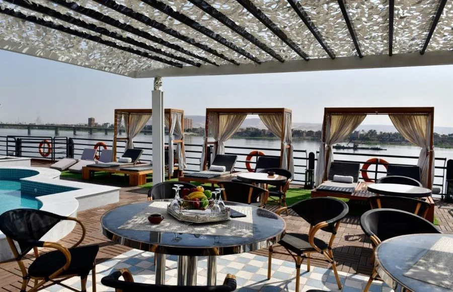 The sun deck lounge on the MS Mayflower Nile Cruise.