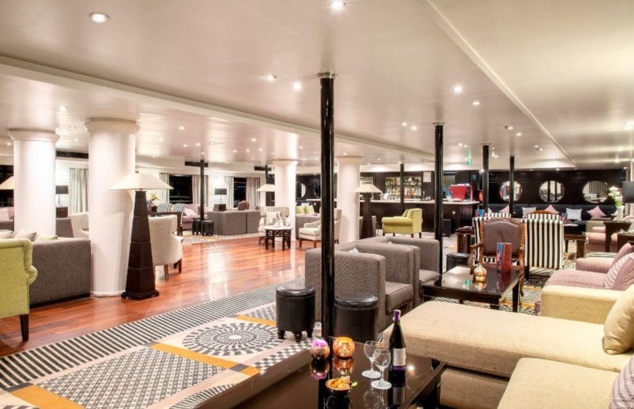 Relaxing in the spacious and beautifully decorated lounge bar on the MS Nile Style Cruise Ship.