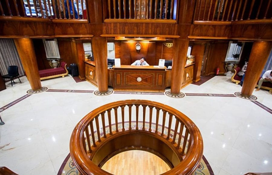 The grand reception area on the Princess Sarah I Nile Cruise.