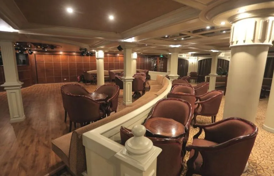 A cozy and elegant lounge area on the MS Princess Sarah II Nile Cruise.