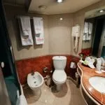 Bathroom with bathtub and bidet in a cabin on the MS Royal La Terrasse Nile Cruise ship.