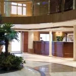 Interior view of the MS Royal La Terrasse Nile Cruise ship lobby and front desk.