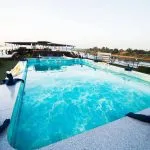 Sundeck with a swimming pool on the MS Royal La Terrasse Nile Cruise ship.