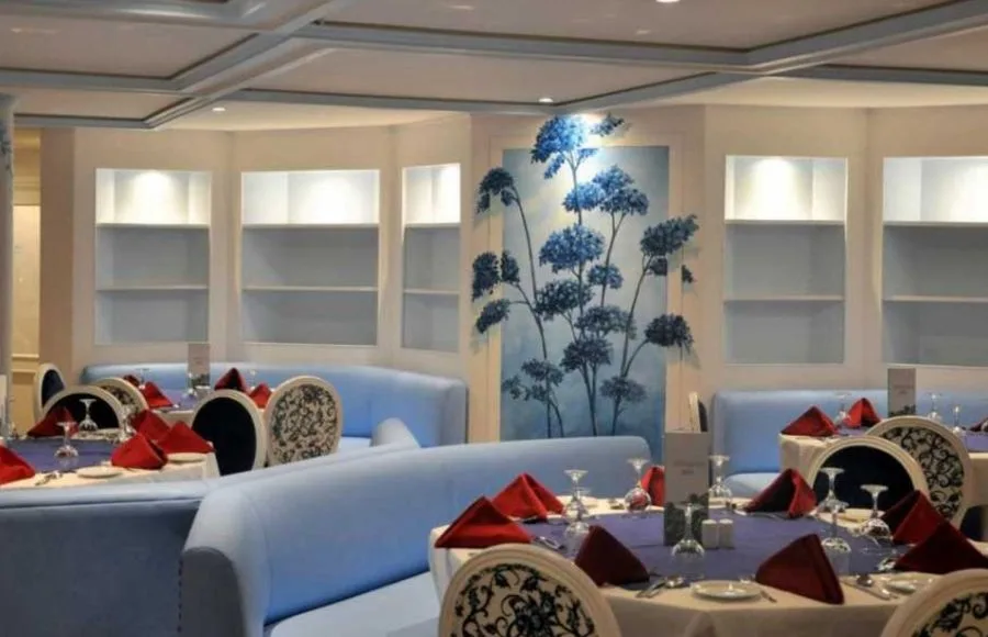 A close-up view of a beautifully restaurant of the MS Semeramis I.
