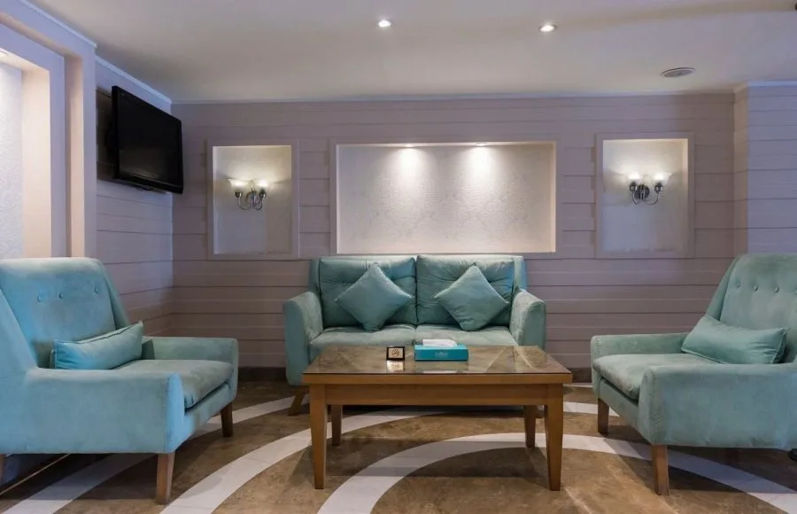 The TV lounge area within a suite on the MS Semiramis I Nile Cruise.