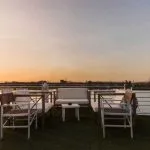 A beautiful view from the sun deck of the Sunrise MS Semiramis I at sunset.