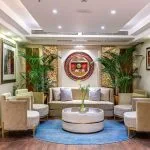 The elegant and inviting lobby area of the Sonesta Sun Goddess Nile cruise ship, with comfortable seating and stylish decor.