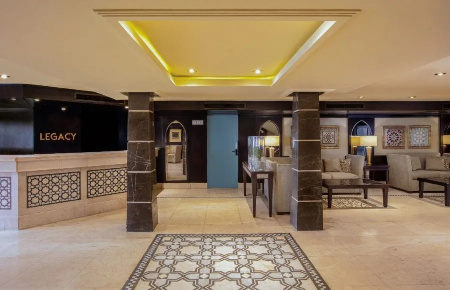 The elegant lobby and reception area on the Steigenberger Legacy.