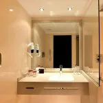 The modern bathroom on the Steigenberger Minerva.