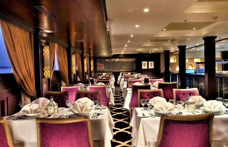 The restaurant on the MS Steigenberger Minerva Nile Cruise.