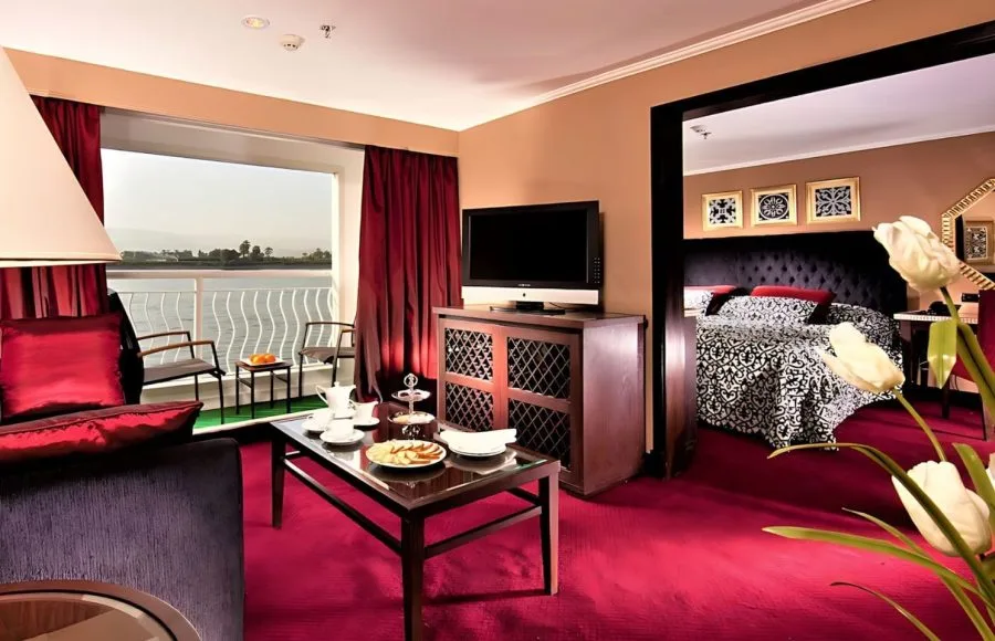 The elegant suite on the Steigenberger Minerva Nile Cruise.